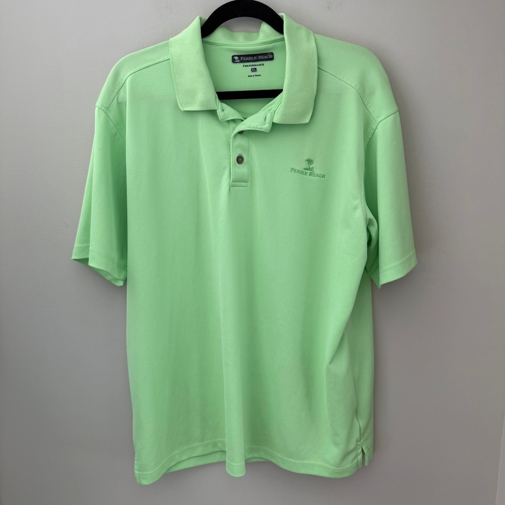 Pebble Beach Performance Mens XL Lime Green Short Sleeve Golf Polo Shirt